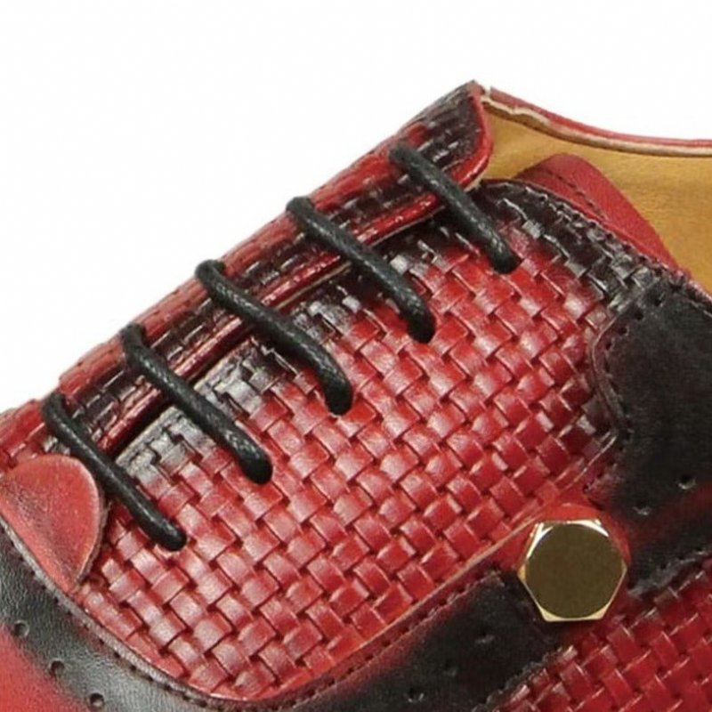 Formele Herenschoenen Echt Leer Elegante Bruiloftsbrogues - Rood