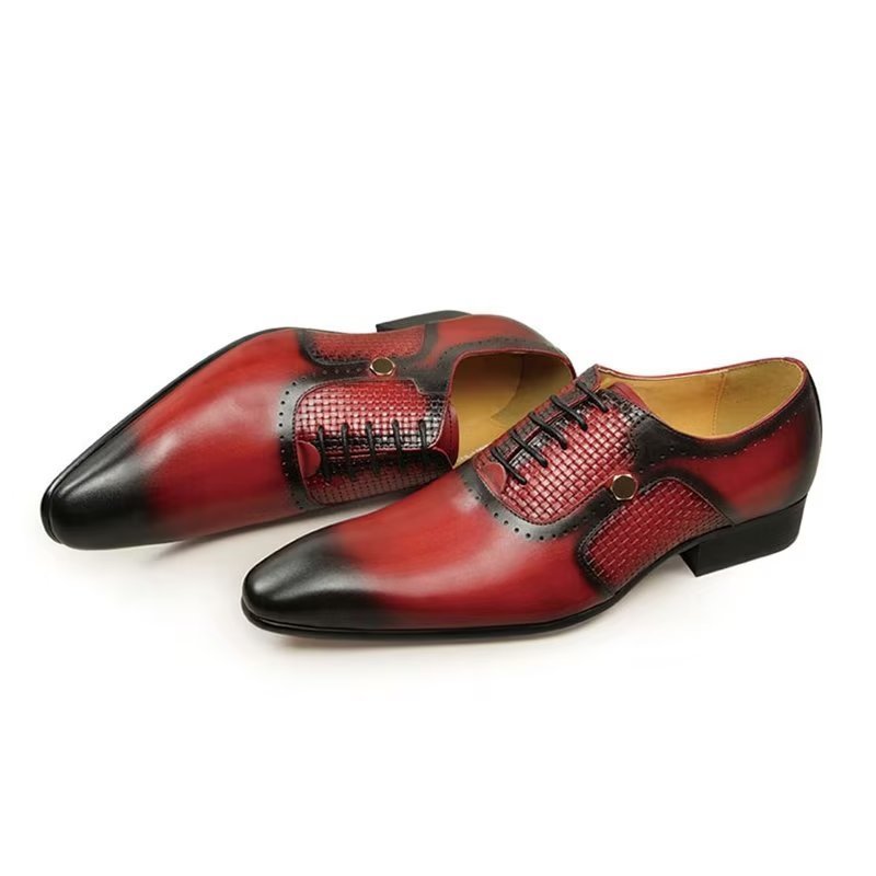 Formele Herenschoenen Echt Leer Elegante Bruiloftsbrogues - Rood