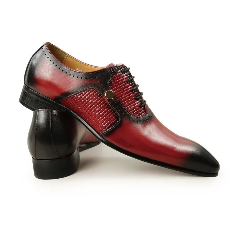 Formele Herenschoenen Echt Leer Elegante Bruiloftsbrogues - Rood