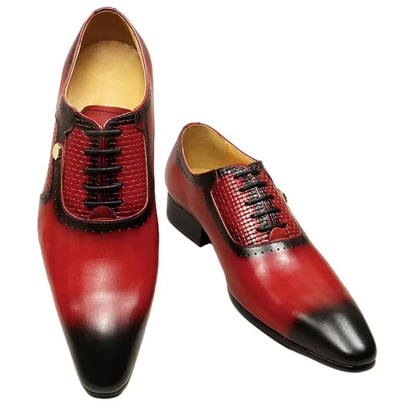 Formele Herenschoenen Echt Leer Elegante Bruiloftsbrogues - Rood