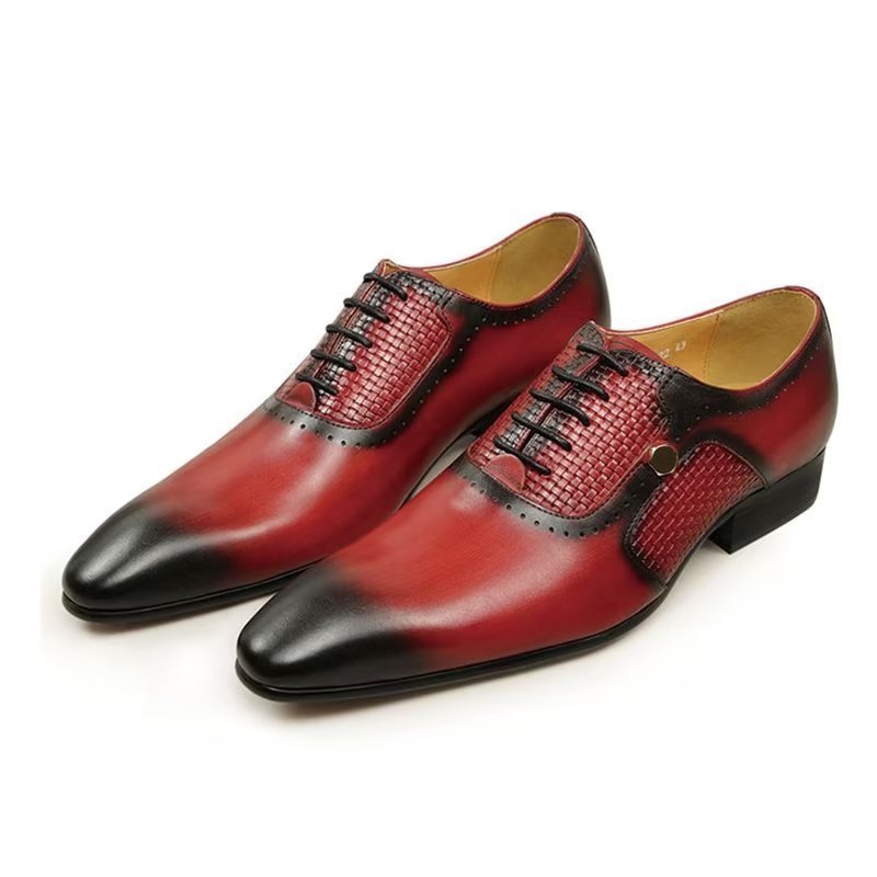 Formele Herenschoenen Echt Leer Elegante Bruiloftsbrogues - Rood