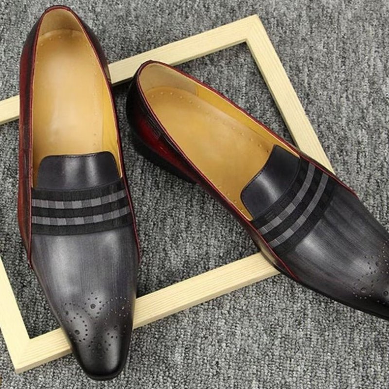 Formele Herenschoenen Echt Leer Elegante Herenloafers Koeienhuid - Grijs