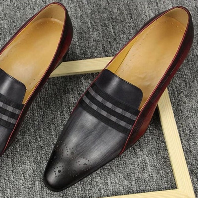 Formele Herenschoenen Echt Leer Elegante Herenloafers Koeienhuid - Grijs