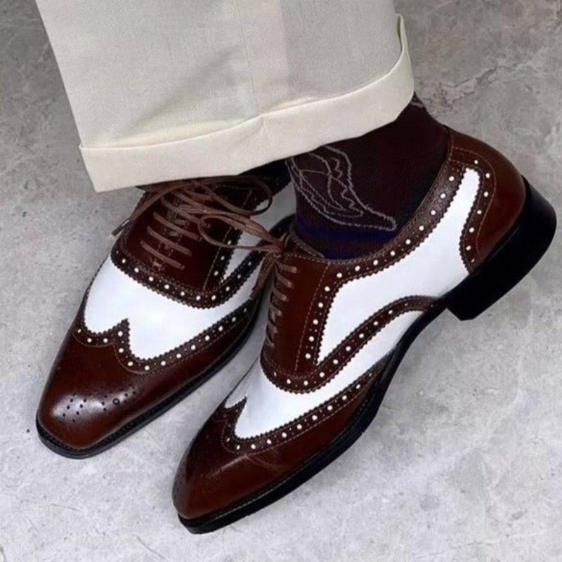 Formele Herenschoenen Elegante Britse Oxford-trouwschoenen Met Snijwerk - Bruin