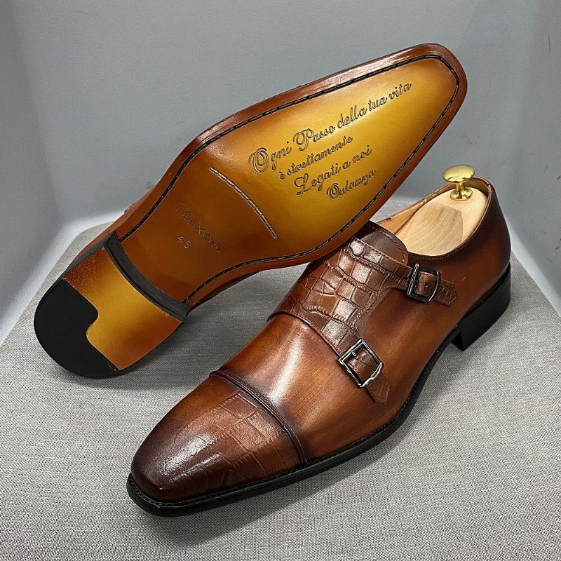 Formele Herenschoenen Elegante Crocblend Monk Strap-schoenen - Koffie