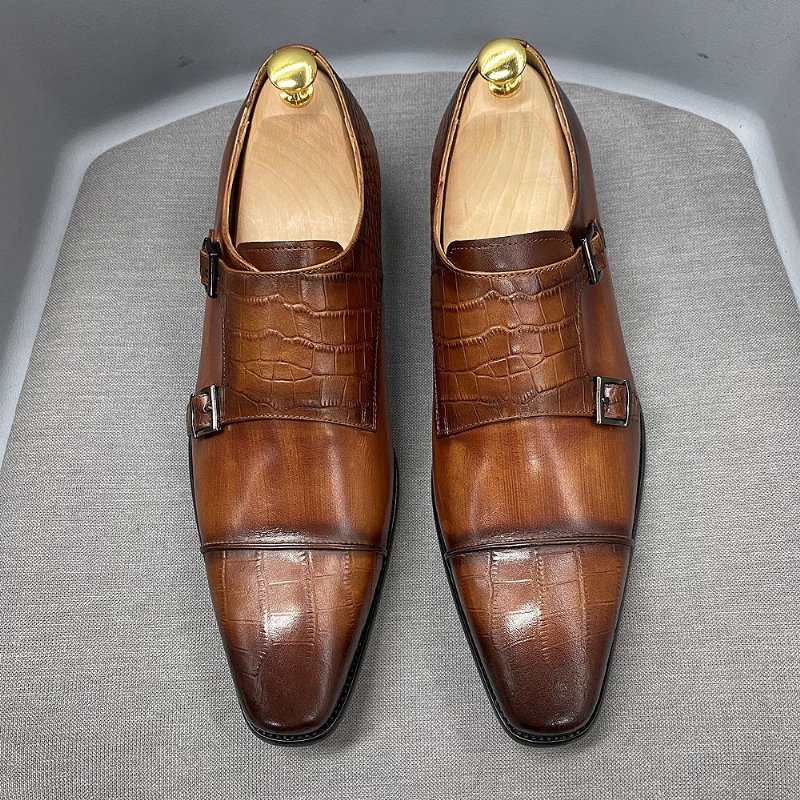 Formele Herenschoenen Elegante Crocblend Monk Strap-schoenen - Koffie