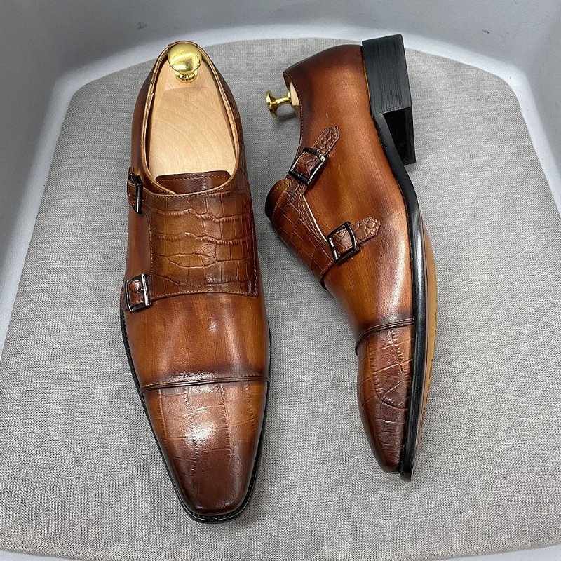 Formele Herenschoenen Elegante Crocblend Monk Strap-schoenen - Koffie