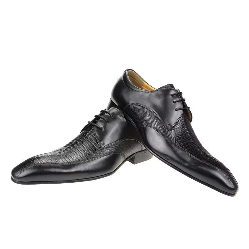 Formele Herenschoenen Elegante Krokodillenleer Luxe Brogue Oxford-schoenen - Zwart