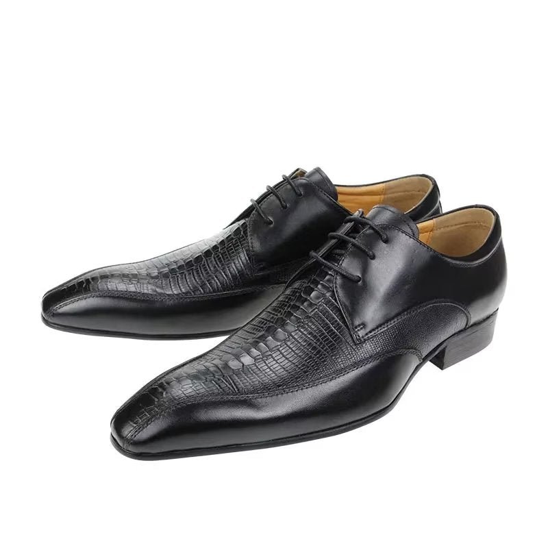 Formele Herenschoenen Elegante Krokodillenleer Luxe Brogue Oxford-schoenen - Zwart