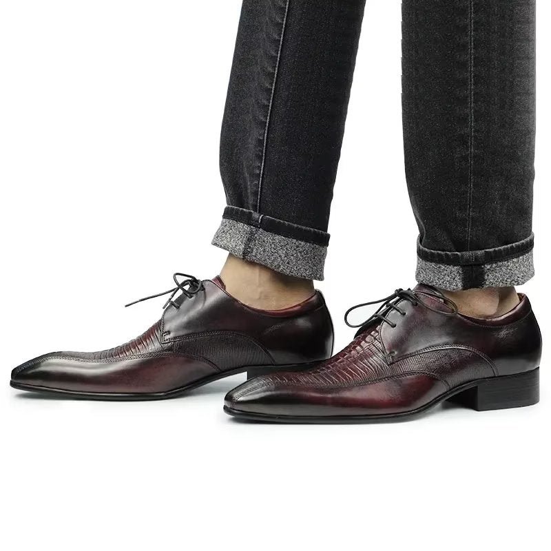 Formele Herenschoenen Elegante Krokodillenleer Luxe Brogue Oxford-schoenen - Rood