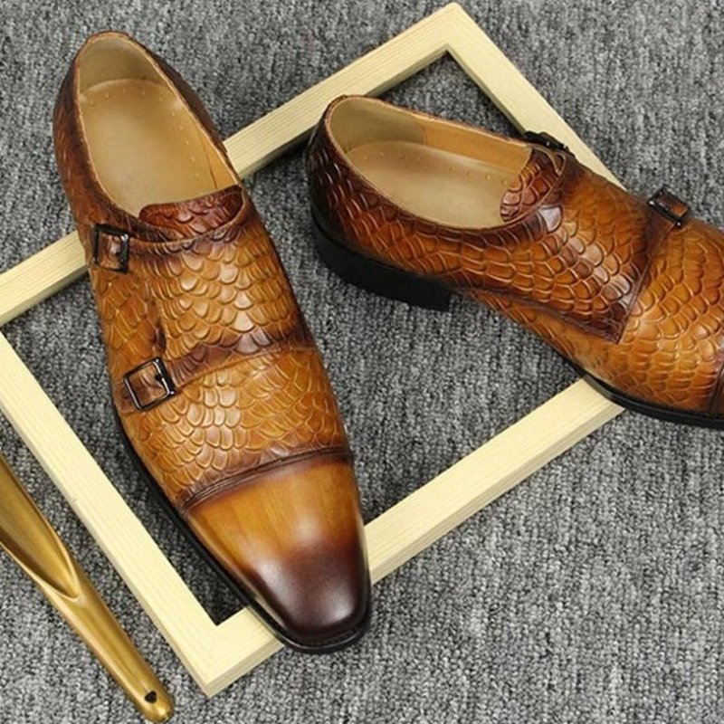 Formele Herenschoenen Elegante Leren Brogue Trouwschoenen Op Maat - Bruin