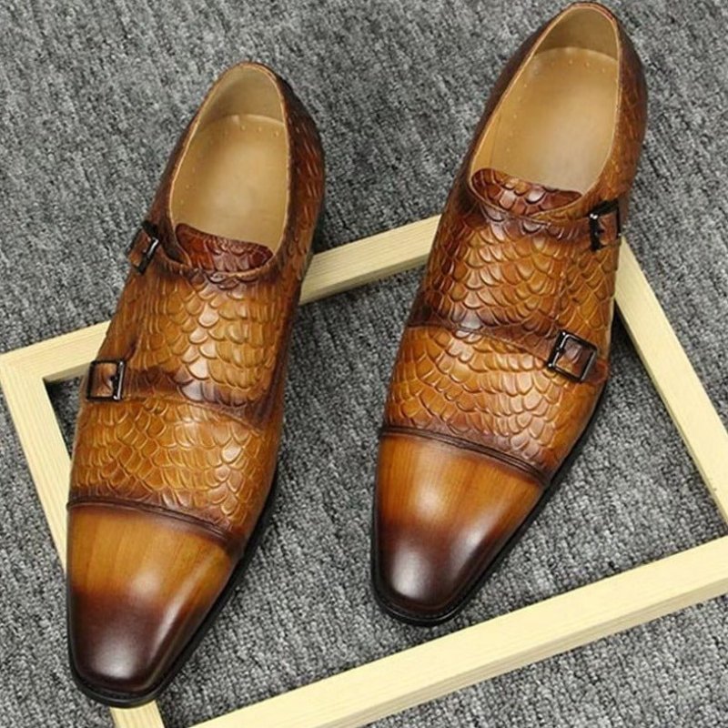 Formele Herenschoenen Elegante Leren Brogue Trouwschoenen Op Maat - Bruin