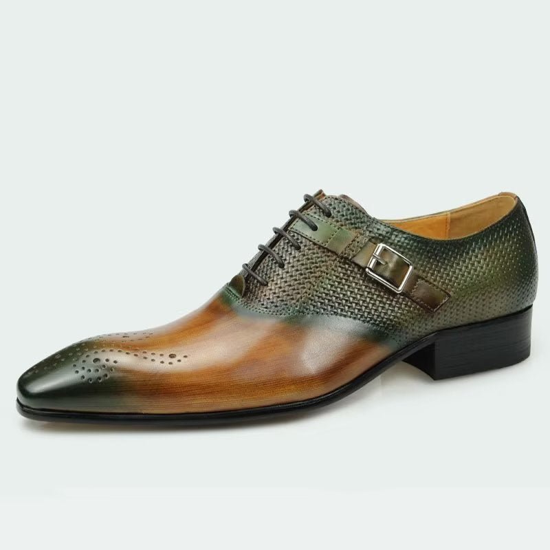 Formele Herenschoenen Elegante Op Maat Gemaakte Brogue Lederen Trouwschoenen - Groen