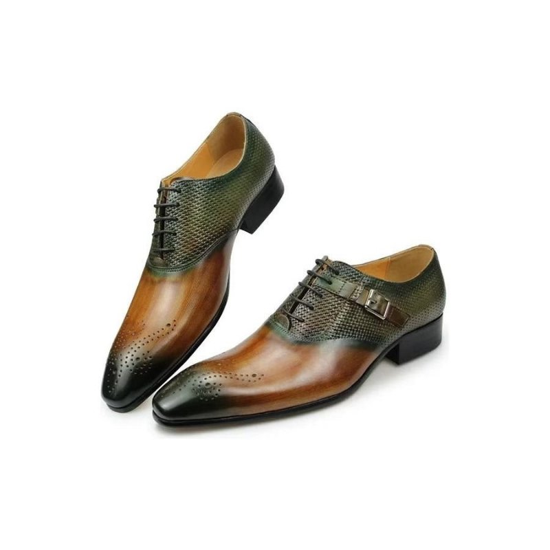 Formele Herenschoenen Elegante Op Maat Gemaakte Brogue Lederen Trouwschoenen - Groen