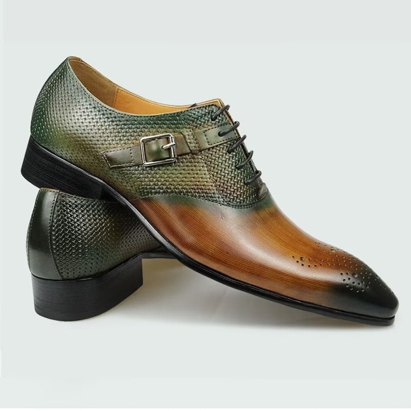 Formele Herenschoenen Elegante Op Maat Gemaakte Brogue Lederen Trouwschoenen - Groen