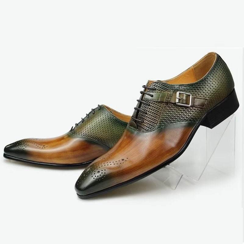 Formele Herenschoenen Elegante Op Maat Gemaakte Brogue Lederen Trouwschoenen - Groen