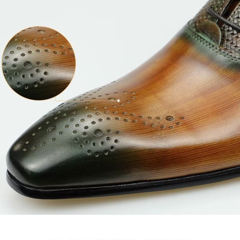 Formele Herenschoenen Elegante Op Maat Gemaakte Brogue Lederen Trouwschoenen - Groen