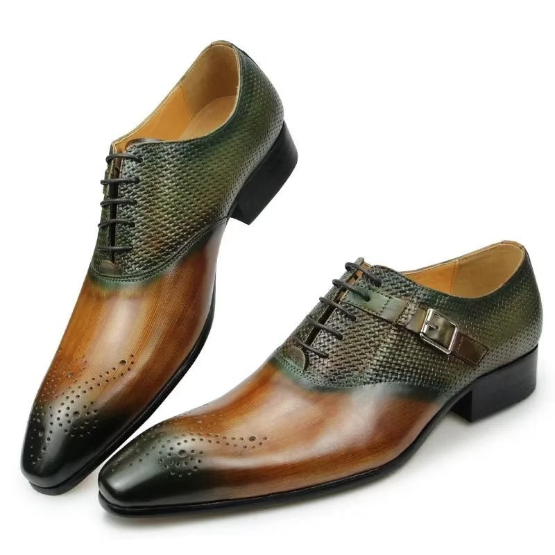 Formele Herenschoenen Elegante Op Maat Gemaakte Brogue Lederen Trouwschoenen - Groen