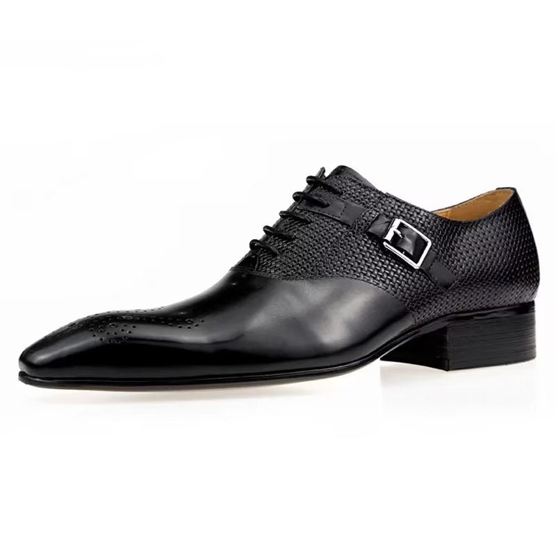 Formele Herenschoenen Elegante Op Maat Gemaakte Brogue Lederen Trouwschoenen - Zwart