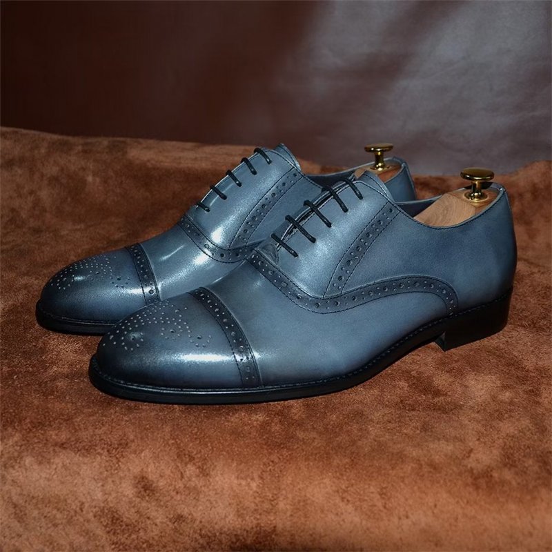 Formele Herenschoenen Elite Urban Leren Veterschoenen - Blauw