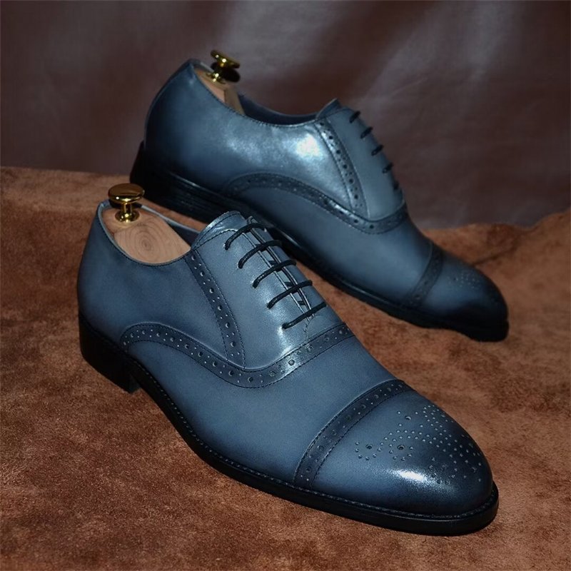 Formele Herenschoenen Elite Urban Leren Veterschoenen - Blauw