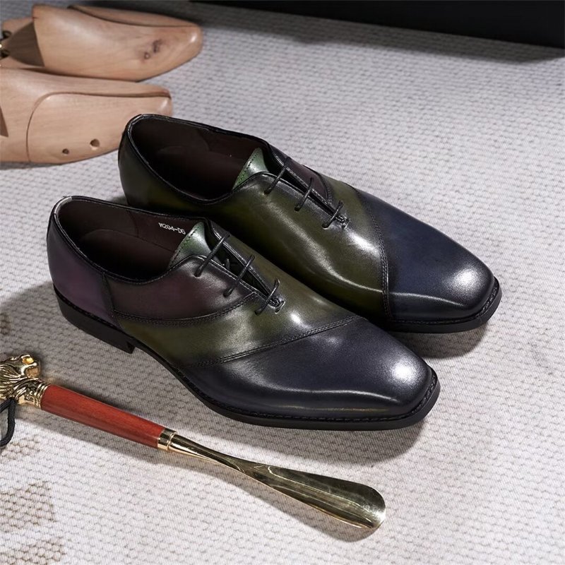 Formele Herenschoenen Executive Elegantie Lederen Schoenen - Groen