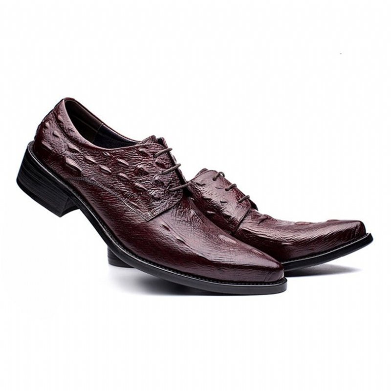 Formele Herenschoenen Executive Oxford-schoenen Met Veters - Rood