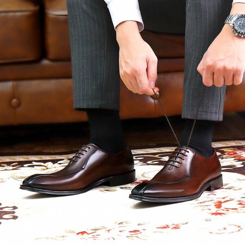 Formele Herenschoenen Exotisch Leer Trouwbrogues Met Veters - Koffie