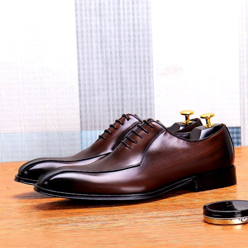 Formele Herenschoenen Exotisch Leer Trouwbrogues Met Veters - Koffie