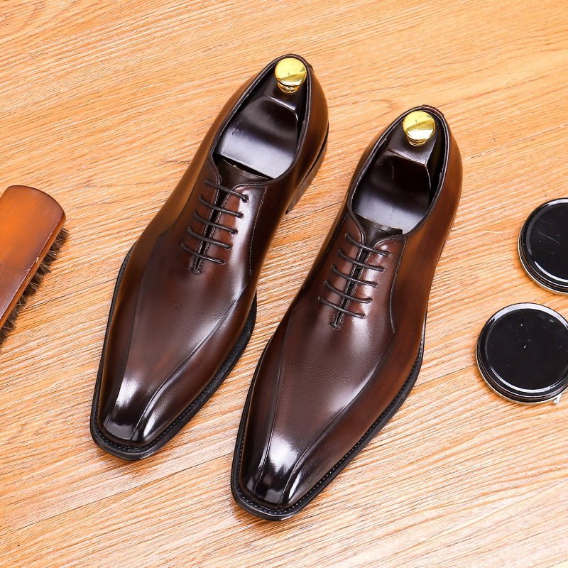 Formele Herenschoenen Exotisch Leer Trouwbrogues Met Veters - Koffie