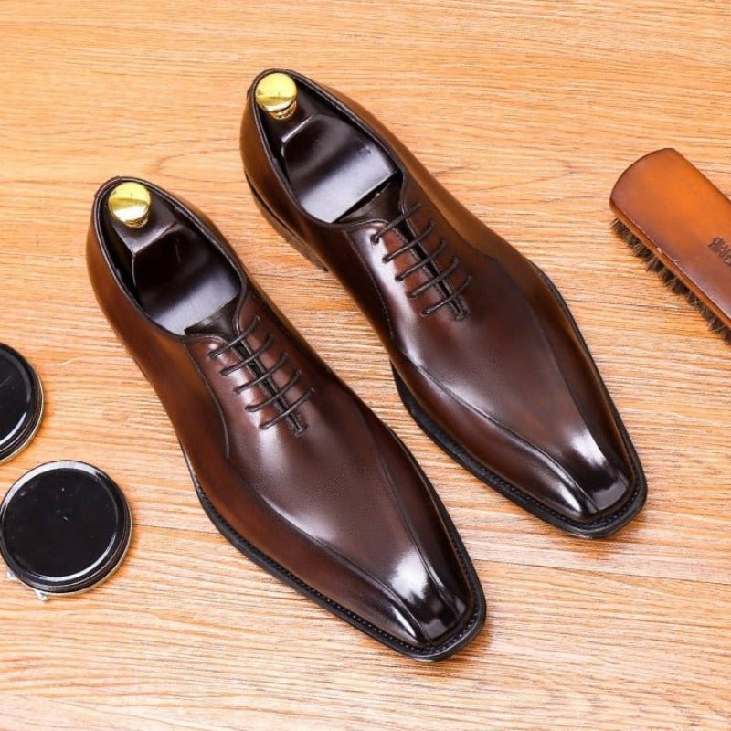 Formele Herenschoenen Exotisch Leer Trouwbrogues Met Veters - Koffie