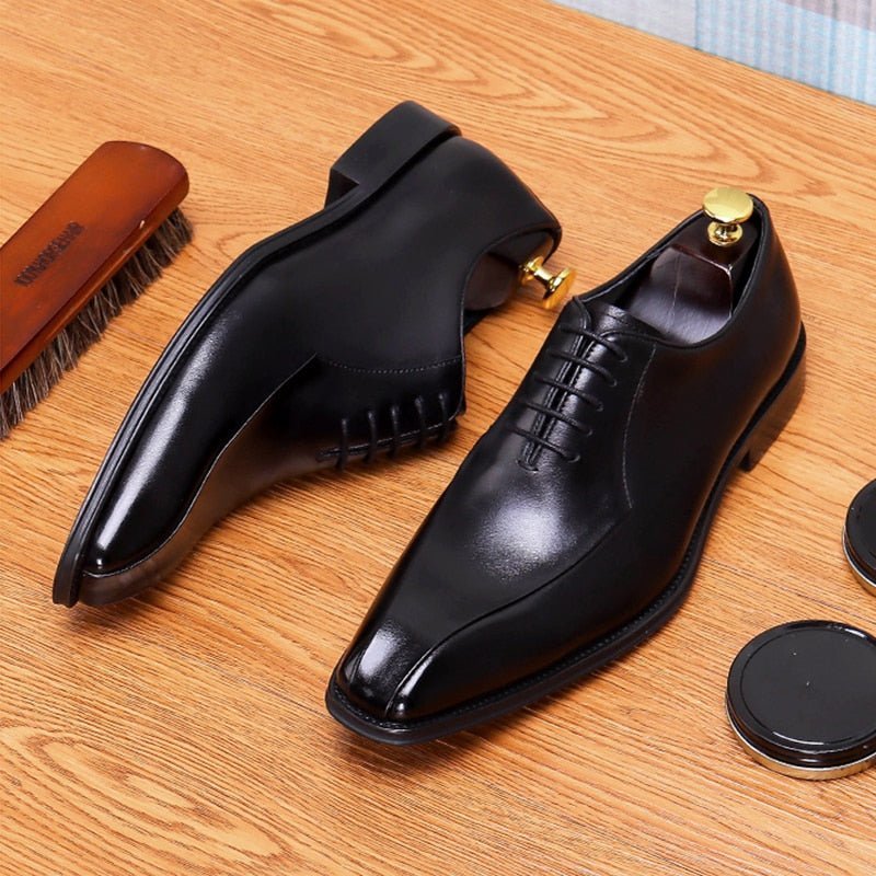 Formele Herenschoenen Exotisch Leer Trouwbrogues Met Veters - Zwart