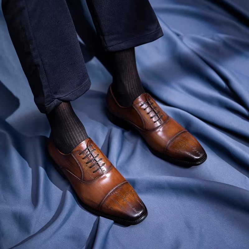 Formele Herenschoenen Exotisch Rundleer Oxford-kledingschoenen - Koffie