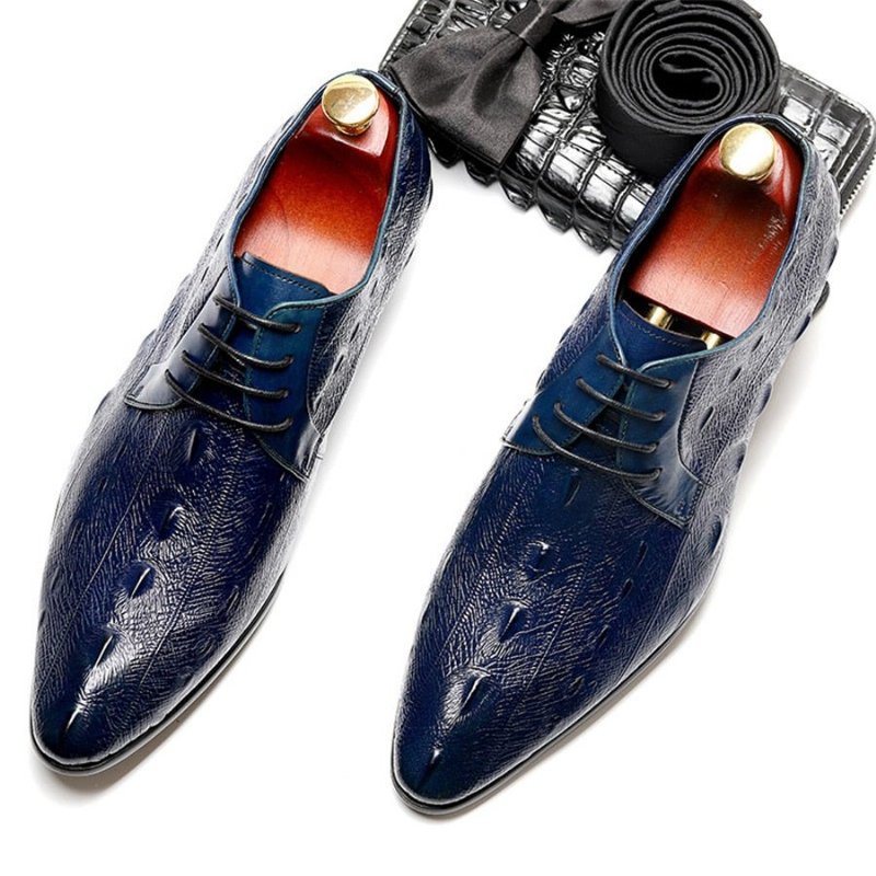 Formele Herenschoenen Exotische Oxford-schoenen Met Veters - Blauw