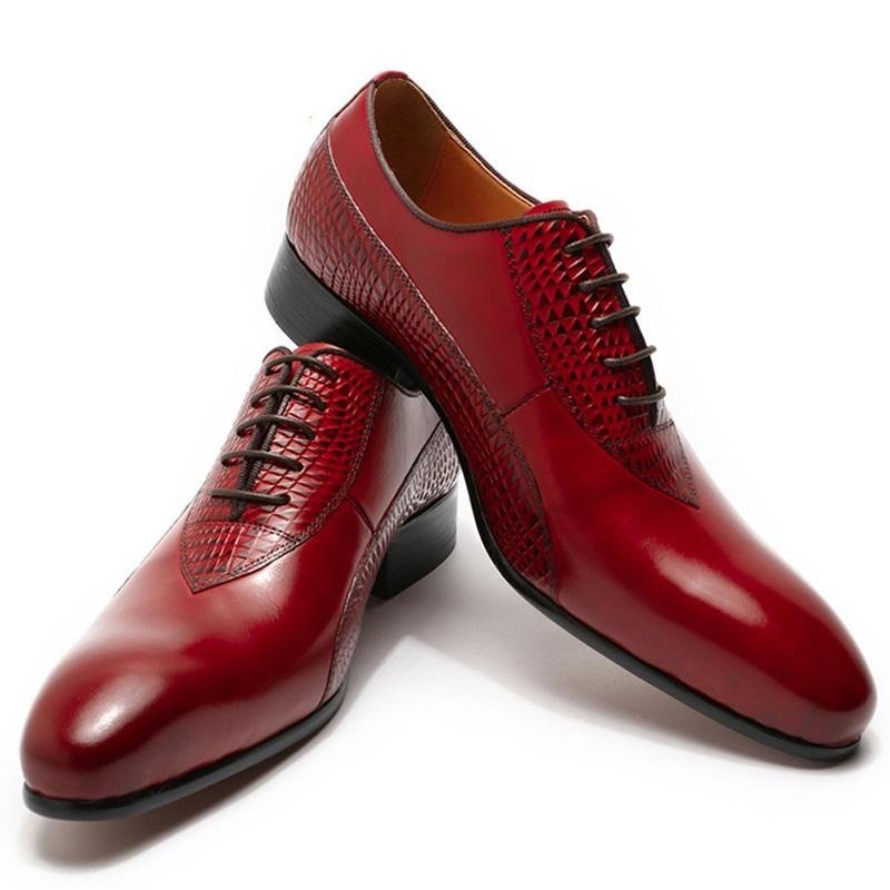 Formele Herenschoenen Exotische Oxford-schoenen Met Veters - Rood