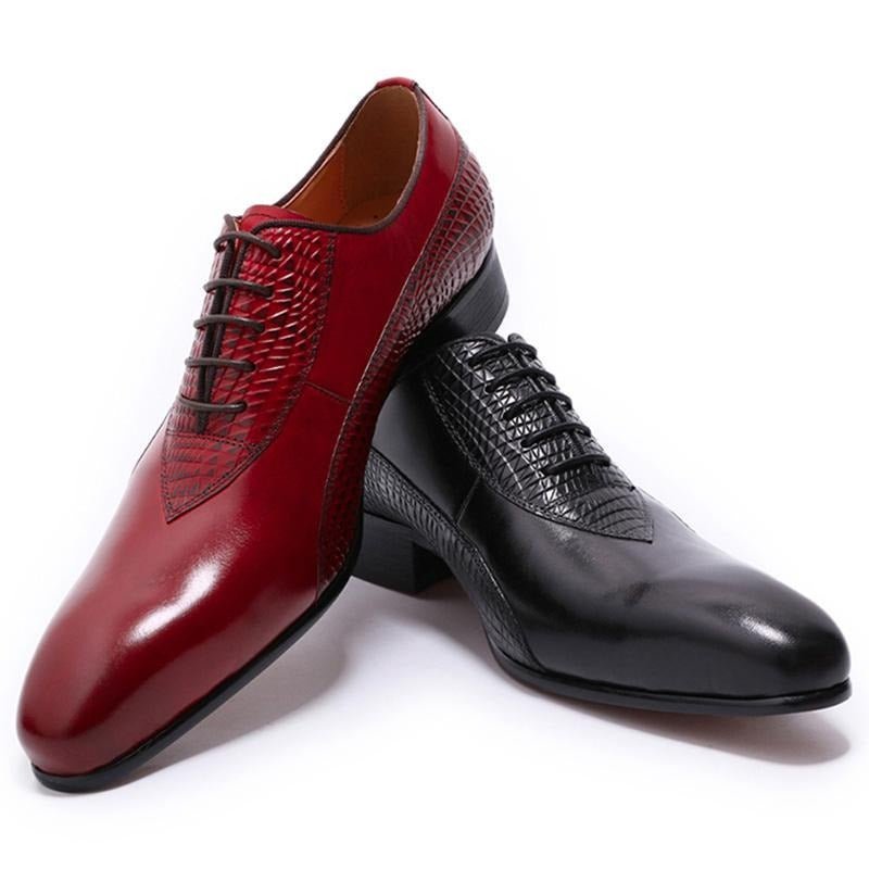 Formele Herenschoenen Exotische Oxford-schoenen Met Veters - Rood