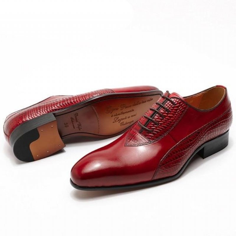 Formele Herenschoenen Exotische Oxford-schoenen Met Veters - Rood