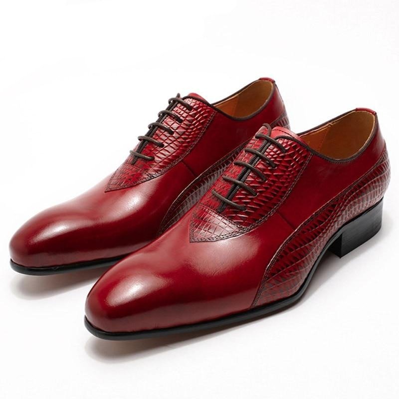 Formele Herenschoenen Exotische Oxford-schoenen Met Veters - Rood