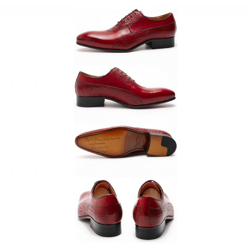 Formele Herenschoenen Exotische Oxford-schoenen Met Veters - Rood