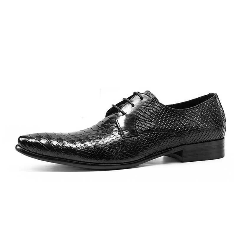 Formele Herenschoenen Exotische Retro Oxford-schoenen Met Veters Vleugeltip - Zwart