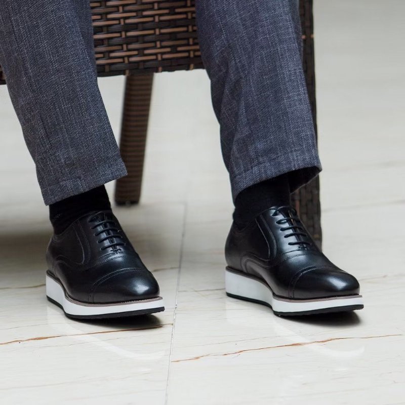 Formele Herenschoenen Gepolijste Luxe Leren Veterschoenen - Blauw