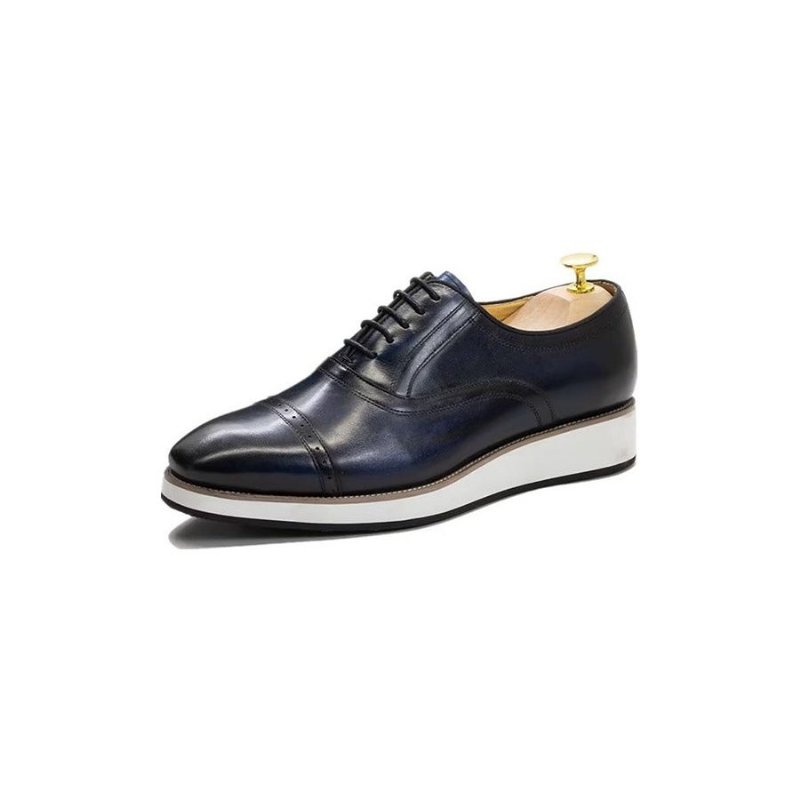 Formele Herenschoenen Gepolijste Luxe Leren Veterschoenen - Blauw