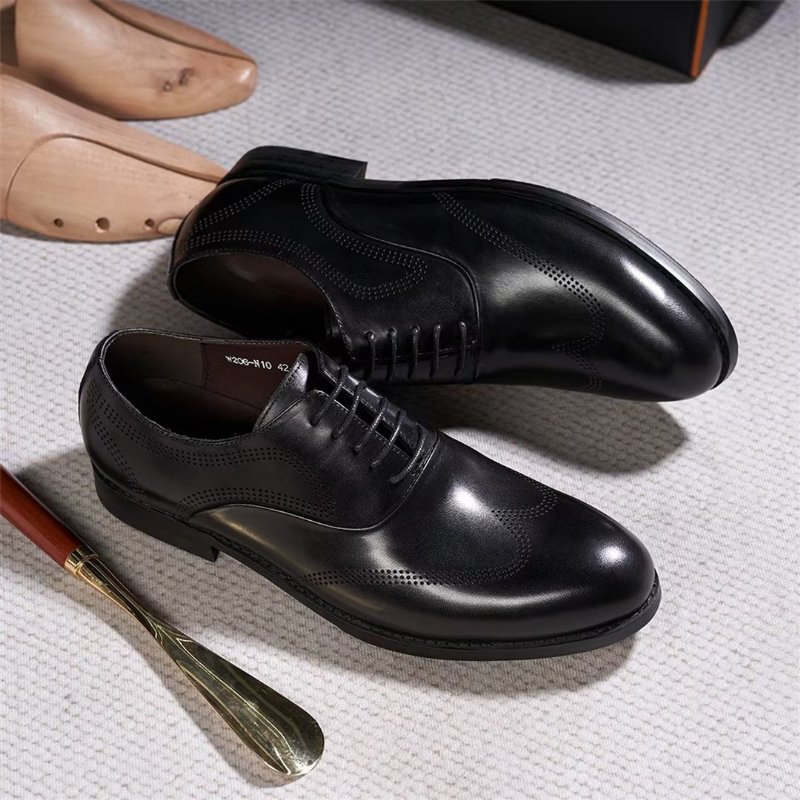 Formele Herenschoenen Klassiek Dapper Lederen Kledingschoenen - Zwart