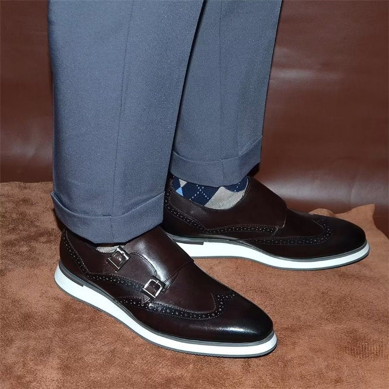 Formele Herenschoenen Klassieke Gesp Elegantie Nette Schoenen - Koffie