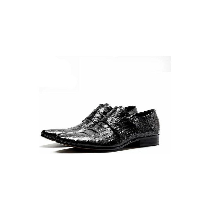 Formele Herenschoenen Luxe Brogue-schoenen Met Alligatorpatroon Spitse Neus - Zwart