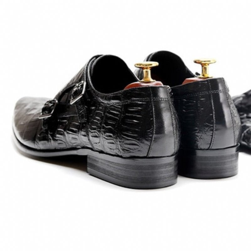 Formele Herenschoenen Luxe Brogue-schoenen Met Alligatorpatroon Spitse Neus - Zwart