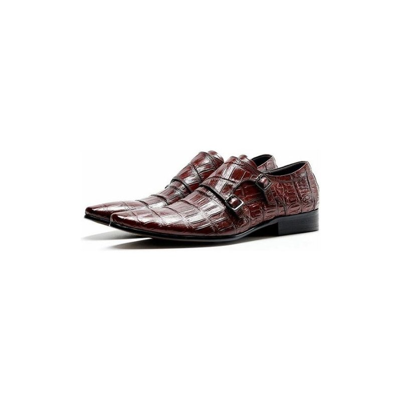 Formele Herenschoenen Luxe Brogue-schoenen Met Alligatorpatroon Spitse Neus - Rood