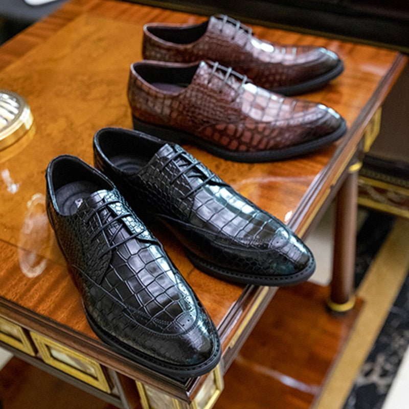 Formele Herenschoenen Luxe Crocgloss Klassieke Brogue-schoenen - Zwart