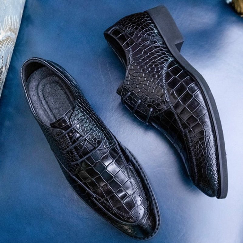 Formele Herenschoenen Luxe Crocgloss Klassieke Brogue-schoenen - Zwart