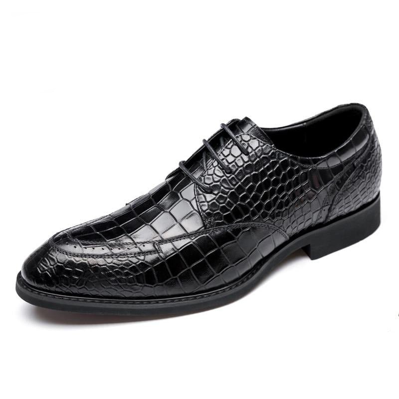 Formele Herenschoenen Luxe Crocgloss Klassieke Brogue-schoenen - Zwart